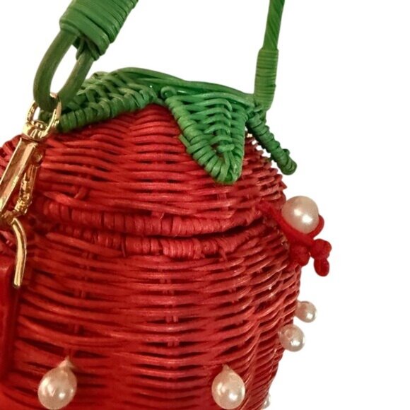 Kate Spade Target Strawberry Basket Purse Red Faux Pearl Bucket Bag Handbag NWT - Picture 11 of 12
